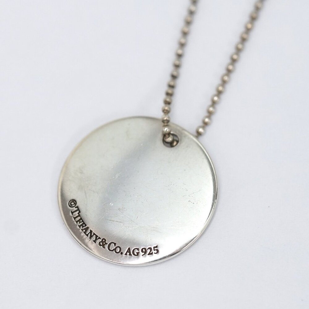 Tiffany & Co. Letter E Disc Round Ball Chain Necklace 17" Silver 925 Auth w/Bag - Picture 3 of 7